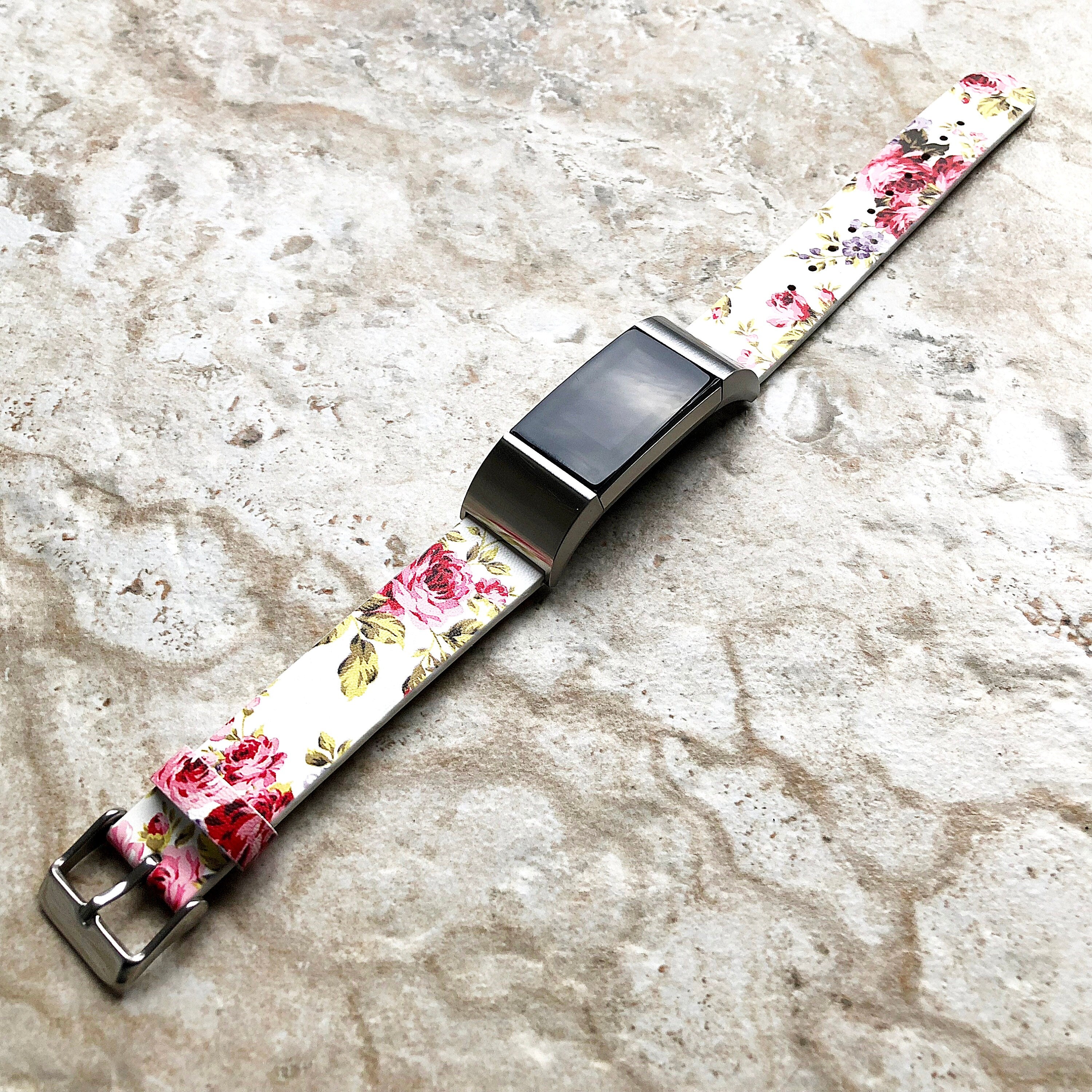 Fitbit Charge 6 5 4 3 FL-3 Soft Leather Band Strap for Fitness Tracker Replacement Wristband Bracelet w Adapters Quick Release - Connectors